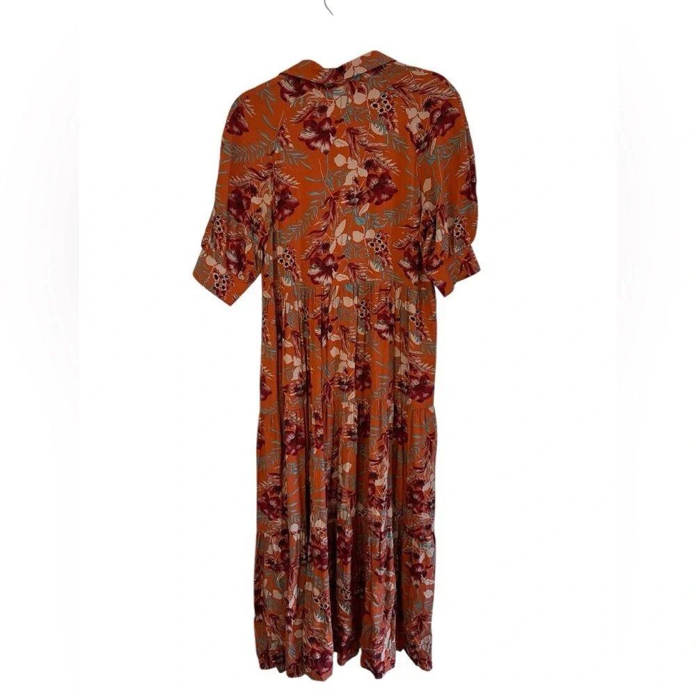 Natural Life Rebecca Midi Dress Orange Tropical Floral Size XS - Picture 4 of 5
